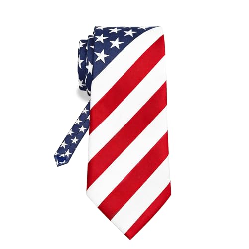 LELVK American Flag Tie for Men Red White Blue Striped Patriotic Tie 4th of July Accessories Dad Birthday Gifts Necktie for Dad Husband Grandpa
