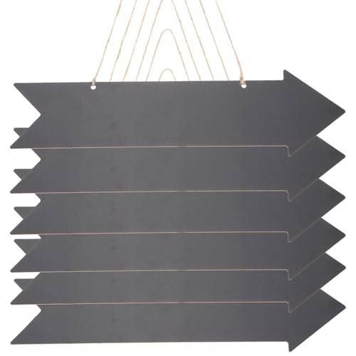 QUMIIRITY Lot de 6 Panneaux de Direction en Bois Effaçables à Suspendre, Format 8,9 X 33,5 Cm, Flèche Directionnelle Visible, Panneaux à Craie pour...