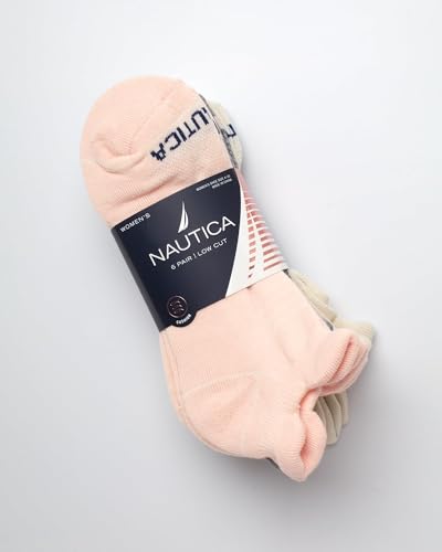 Image of Nautica Womens No Show Socks Moisture Wicking Low Cut Athletic Socks 6 Pack | Moisture Wicking Dri-Motion Fabric, Cushioned Key Areas, Banded Arch Support, No Show Low Cut, Shoe Size 4-10