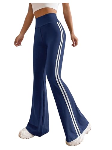 Girl's Striped High Waisted Yoga Flare Pants Casual Long Bell Bottoms Workout Track Pants