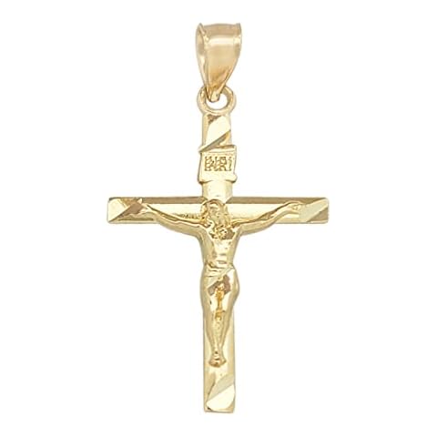 AMZ Jewelry 10K Yellow Gold Crucifix Pendant Gold Thin Cross Charm Cover