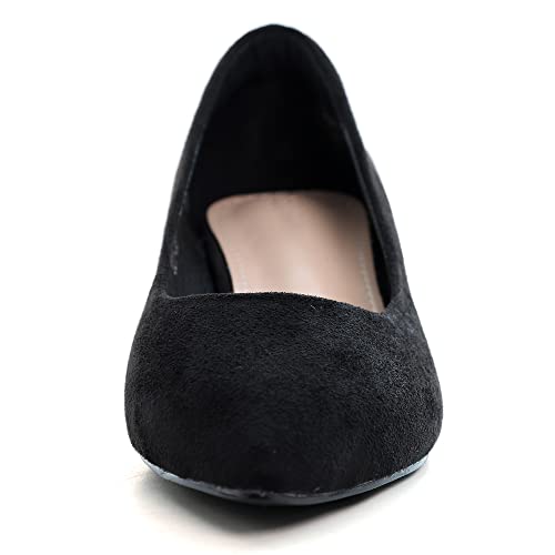 Image of Women's Low Kitten Heel Pumps Classic Fashion Dress Pumps Simple Heeled Shoes for Office Work