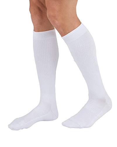 Image of Duomed Relax 15-20 mmHg Calf High Compression Socks-Small-White-Closed Toe