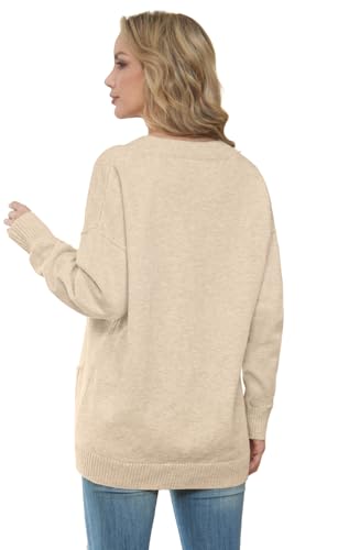Image of GRECERELLE Women's 2025 Fall Cardigan Sweaters Oversized Open Front Button Knit Outwear Coats with Pockets
