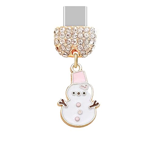 Colgante anti polvo para iPhone 16 y Samsung con conector de cristal Tipo-C blanco y rosa