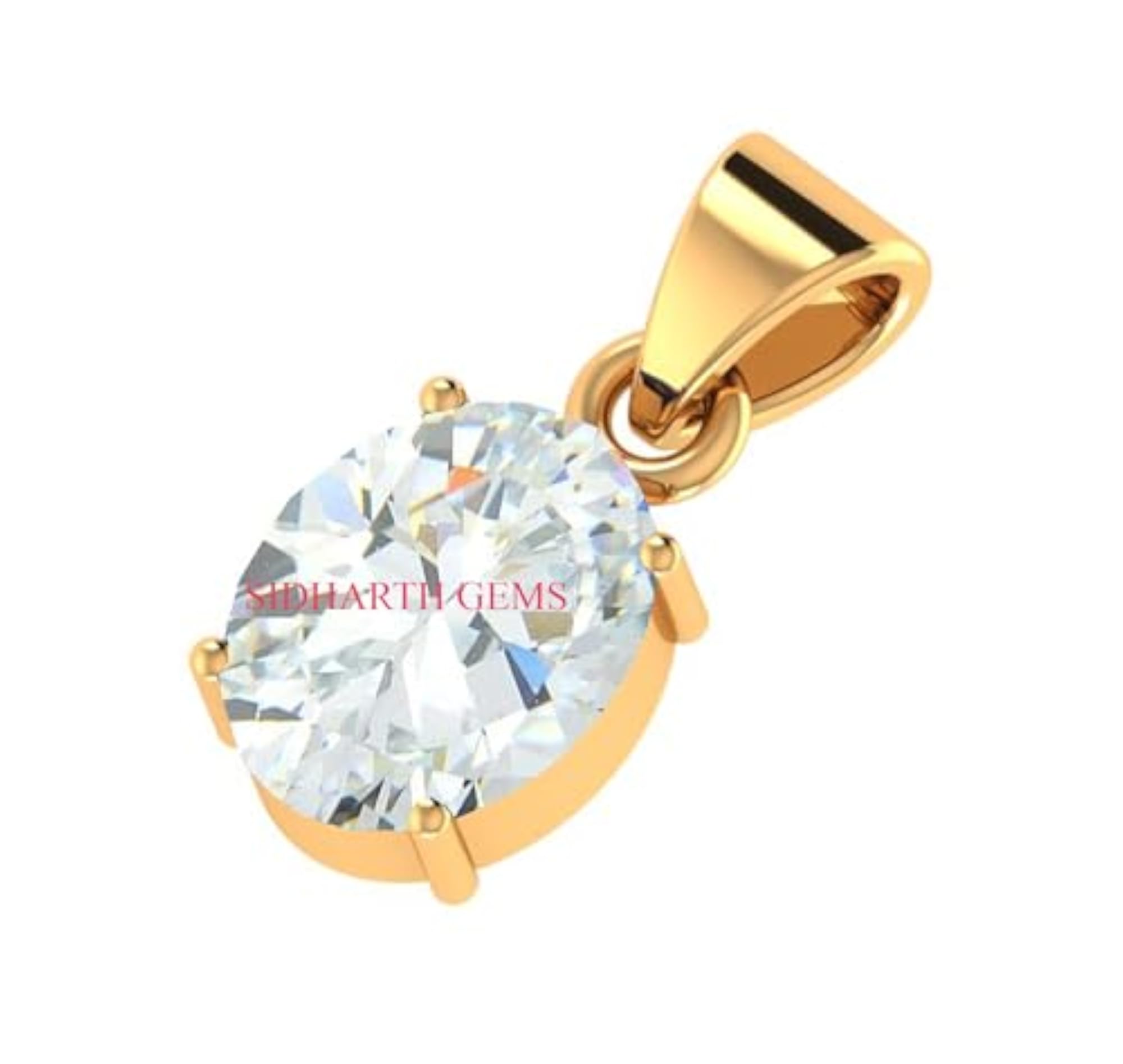 Natural White Zircon Gold Plated Pendant, 6.25 Ratti
