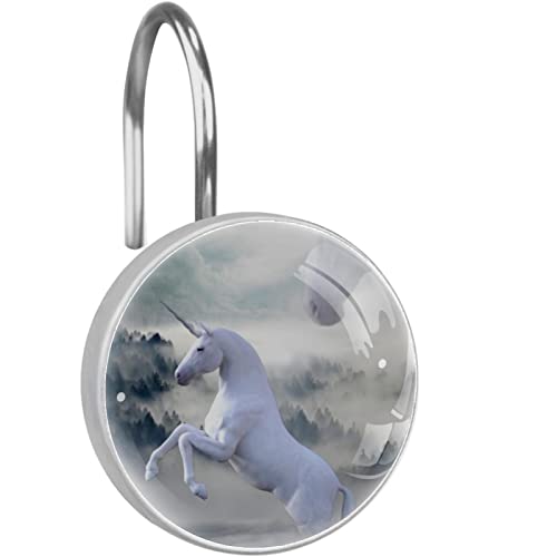 Crochets rideau de douche licorne blanche en acier inoxydable aux finitions soignées