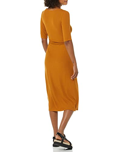 Image of Amazon Essentials Women's Fine Rib V Neck Side Cut-Out Midi Dress (Previously Daily Ritual)