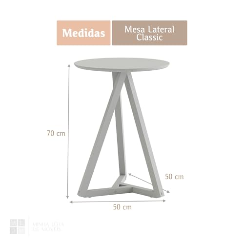 Mesa Lateral Decorativa Apoio Auxiliar Canto Redonda Quarto Recepção Sala Estar Pequena Classic (Amê