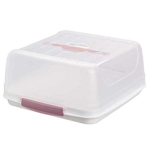 Boîte à gâteau rectangulaire en plastique avec poignée de transport et couvercle de fermeture Cover