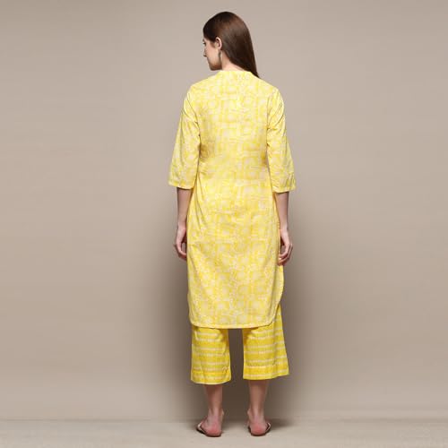Image of BIBA Women Cotton Straight Printed Suit Set