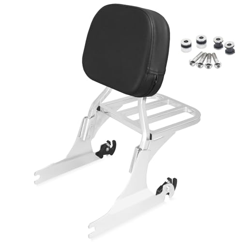 NOVALLA Detachable Sissy bar Backrest with Luggage Rack Fits for Harley FATBOY FLSTF 00-06 Fit For FLSTN 05-17 SPRINGER FLSTF (Chrome)