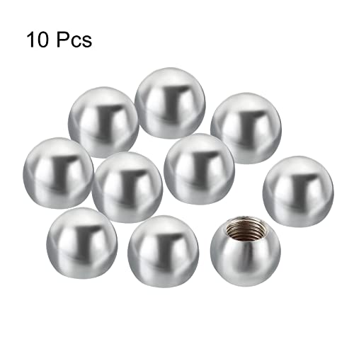 Image of PATIKIL 10 Pack M10 x 1mm Thread Lamp Finials Cap, Silver Tone Carbon Steel, 18mm Diameter, Flange Nut, ISO Metric Right Hand Thread