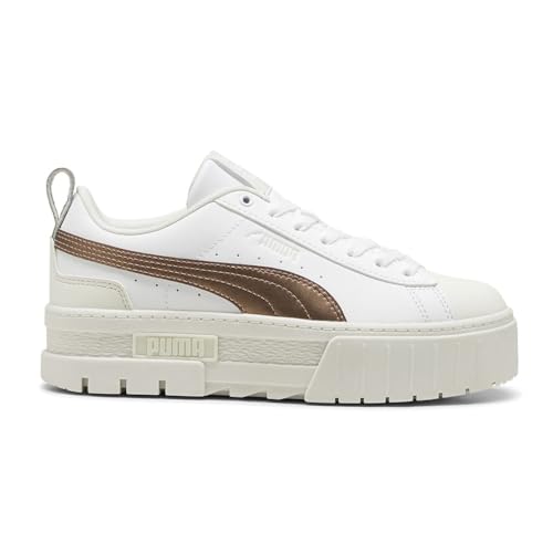 PUMA Womens Mayze Glow-Up Metallic Lace Up Sneakers Shoes Casual - White - Size 6 M