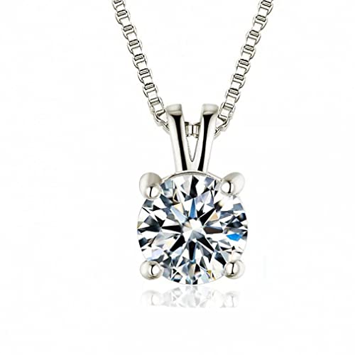 Collar con colgante de solitario de diamante de laboratorio de 2 quilates, gargantilla 925, joyería para mujer con cadena de caja
