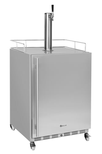 Image of Kegco 24 inch Wide Outdoor Single Tap Stainless Steel Right Hinge Kegerator with Dispense Kit