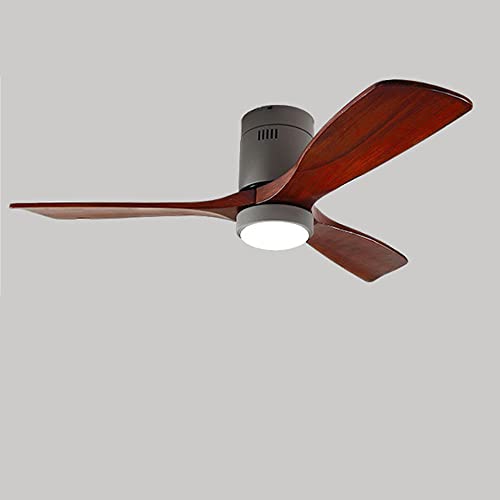 Ventilateur de plafond en bois à 6 vitesses avec lampe LED intégrée