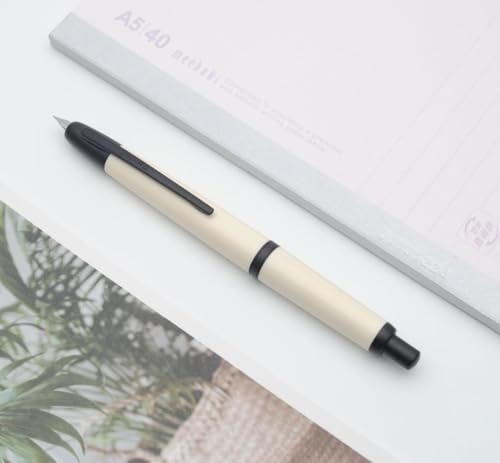 Image of Jinhao 20 Press Fountain Pen Retractable Fine Nib with Converter Capless fountain pen Resin pen Writing Gift Pen (silver clip off white)