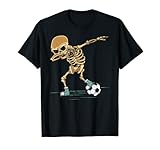 calcio scheletro dabbing ragazzi uomini calciatore maglietta
