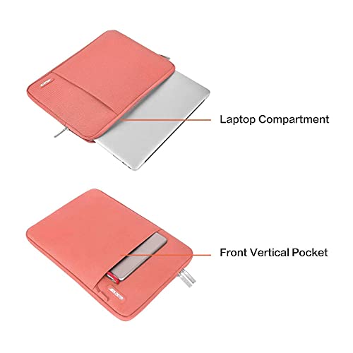 Image of MOSISO Laptop Case 13 inch, 13 inch Laptop Sleeve Compatible with MacBook Air M4 M3 M2 M1 2025-2018 / Pro M2 M1 2025-2016, Polyester Vertical Computer Sleeve Bag with Pocket, Coral