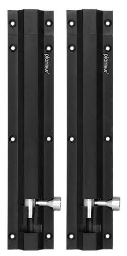 Image of Plantex Stainless Steel Tower Bolt /Tower Bolt for Home,Offices Doors and Windows /Tower Bolt for Main Door /Door Latch /Kundi /Chitakini /Door Latch for Windows - Pack of 2 (Black Finish, 8 inch)
