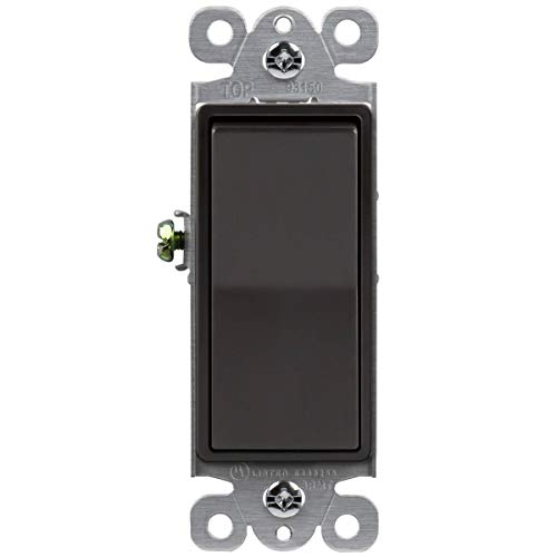 Enerlites 3-Way Decorator Paddle Light Switch, Gloss Finish, Single Pole Or Three Way, 3 Wire, Grounding Screw, Residential Grade, 15A 120V/277V, Ul Listed, 93150-Db, Dark Bronze #TOP18
