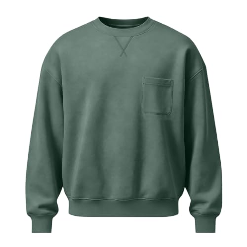 Sweatshirt for Men Crew Neck Long Sleeve Pullover with Chest Pocket Casual - image 4