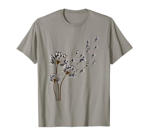 Boston Terrier Flower Fly Dandelion Funny Dog Lover Dog Dad T-Shirt