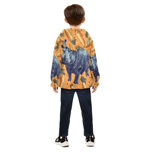 Hippo Orange Carrots Toddler Fleece Jacket Girl Boys Hooded Fleece Jacket Coat Warm Outwear Zip-up 3-10T4