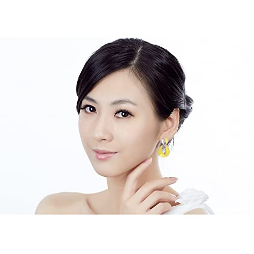 Grace Jun Large Gold Plated Rhinestone Enamel Clip On Earrings Non Piercing For Women Statement Earrings (Yellow) #TOP6