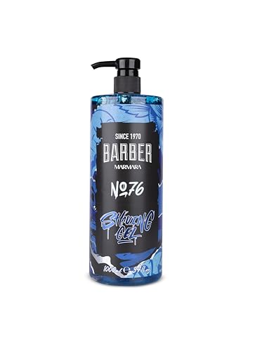 BARBER MARMARA Gel de afeitar para hombre No.76 – Gel de afeitar para hombre, transparente, 1000 ml, afeitado preciso de los contornos de la barba – No hace espuma – Enfría la piel