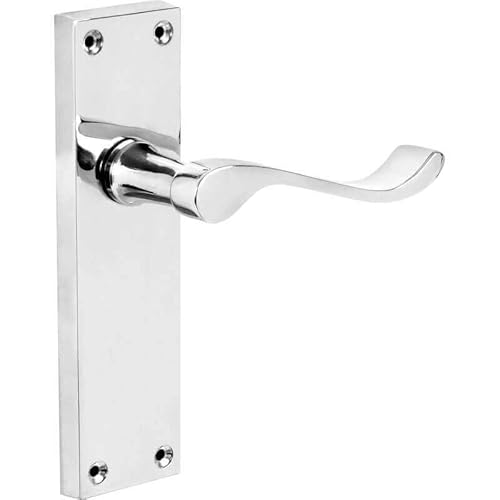 Designer Levers - Victorian Scroll Lever Door Handles - Polished Chrome - 1 Pair - Latch Door Handle - Interior Use - Long Latch