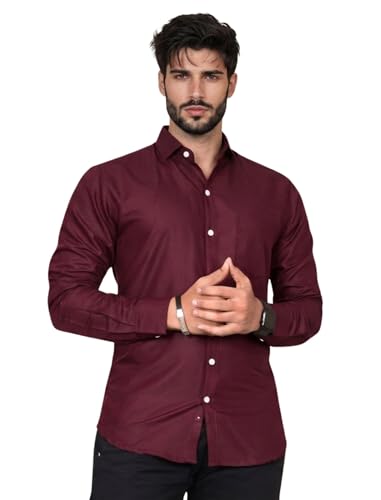 Image of Full Sleeve Black Formal Shirt for Men Cotton Regular Fit Casual - Pure Premium Branded Shirts for Men Formal Stylish Slim Plain Solid Man Wear as Office and Party