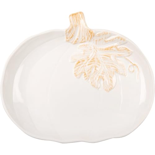 Plate-Lg-White-Pumpkin Plate Lg White Pumpkin