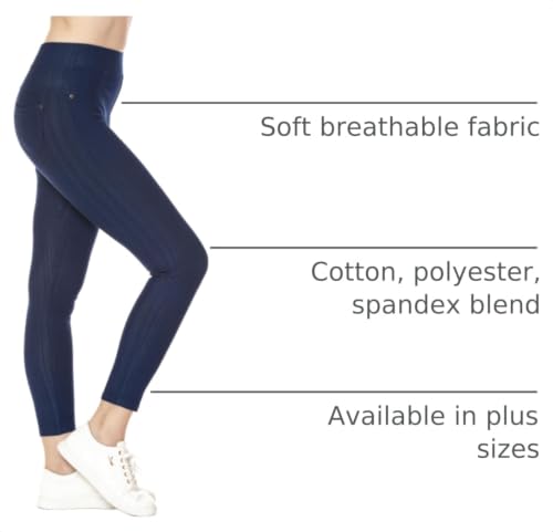 Image of Leggings Depot Women's Cotton Blend Stretch Pull-on Jeggings Casual Pants with Pockets (Available in Plus Size)