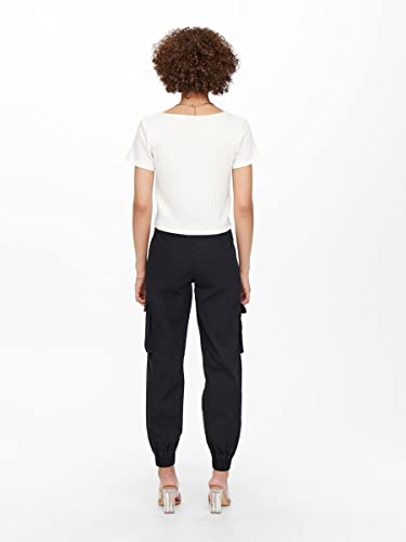 ONLY Damen Onlbetsy-alva Mw ANK Cargo Trousers PNT Hose, Schwarz, 36W / 30L EU