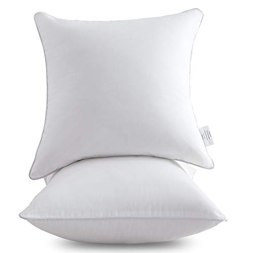 Leeden 18 x 18 Pillow Inserts (Set of 2) – Throw Pillow Inserts with 100% Cotton Cover – 18 Inch Square Interior Sofa Pillow Inserts – Decorative Pillow Insert Pair – White Couch Pillow
