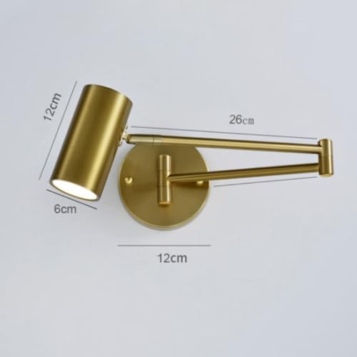 Image of Modern Wall Spotlight with Adjustable Rocker Arm and Built-in Switch Wall Fixture for Bedside-Warm White|Electroplated