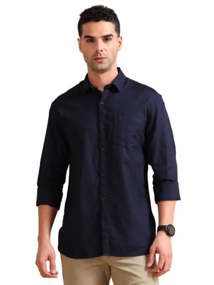 Image of COOL COLORS Men's Solid Slim Fit Casual Shirt | Breathable Soft Fabric | Spread Collar | Stylish Modern Comfort | Office, Party, Weekend Essential