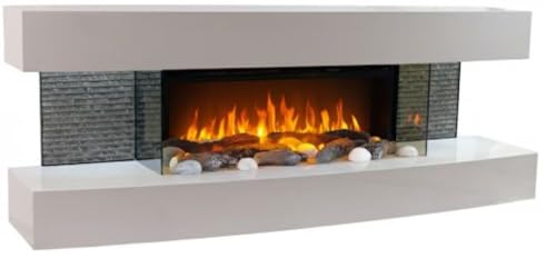 CHEMIN\'ARTE Elektrokamin - Wandkamin Elektrisch 120x46zm - Lounge mit heizung 2000W - Weiß - Kamin deko - mit Fernbedienung - LED-Flammeneffekt CHEMIN\'ARTE Elektrokamin - Wandkamin Elektrisch 120x46zm - Lounge mit heizung 2000W - Weiß - Kamin deko - mit Fernbedienung - LED-Flammeneffekt