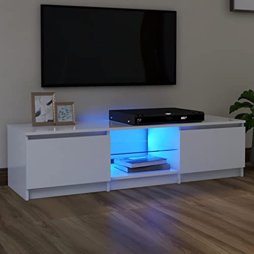 KOIECETA Mueble para TV con Luces LED Blanco 140x40x35,5 cm, 804292