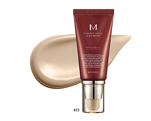 MISSHA - Perfect Cover BB Cream 50 ml | Tono #23 Natural Beige | SPF 42 PA+++ Protección Solar | Hidratación y Cobertura Natural, Natural Beige, 50 ml
