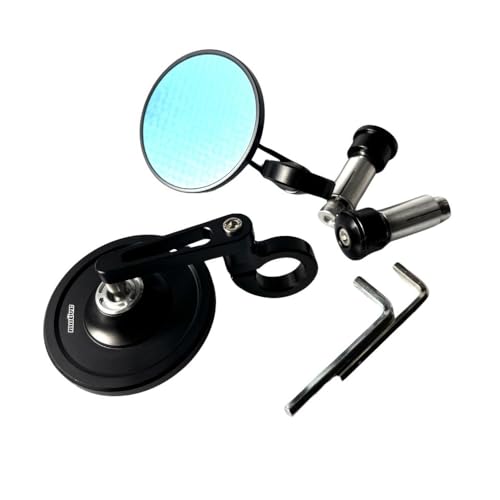 Motive z__bNX125po[Gh~[ DX065 /Motive Handlebar End Mirror Aluminum Work Blue Glass Lens Cuts ligh For HONDA ST125 DAX125 JB0