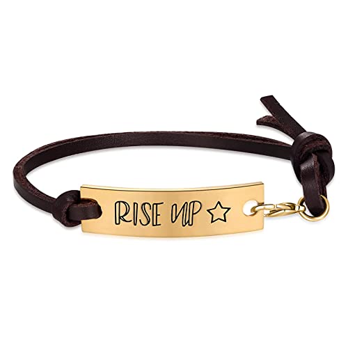 MIXJOY Hamilton Broadway Musical Merchandise Gifts Rise Up Brown Leather Bracelet Jewelry for Teen - Main Image