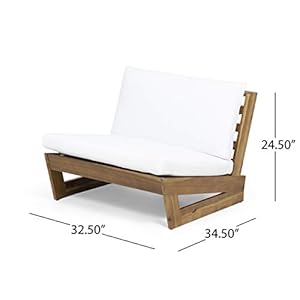 Gdfstudio outdoor acacia wood club chairs with cushions set of 2 and white  urban country home decor