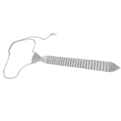 MinnowXY Women Fashionable Elegant s Metal Necktie Sparkly Glitter Crystal Long Necklace Chain Jewelry for Wedding