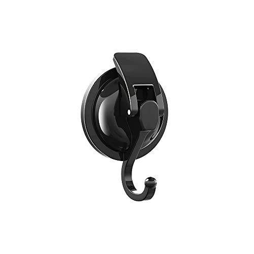 SOCONT Suction Cup Hooks for Shower, Heavy Duty Vacuum Shower Hooks for Inside Shower, Matte Black-Plated Plished Super Suction for Kitchen Bathroom Restroom, 1 Pack