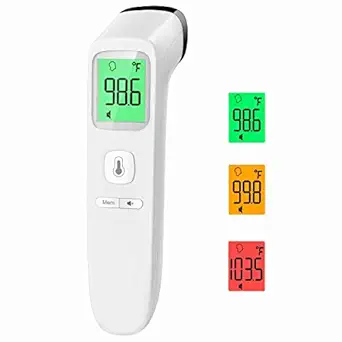 No-Touch Infrared Thermometer - Forehead & Object, Fast & Accurate Results, Fever Alarm, Easy-to-Use, LCD Display, Reusable, Adults & Kids