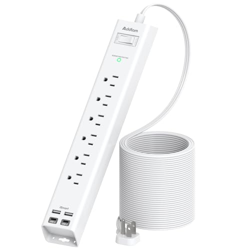 Image of Addtam 5ft Power Strip Surge Protector, 6 Outlets and 4 USB Ports (2 USB C)