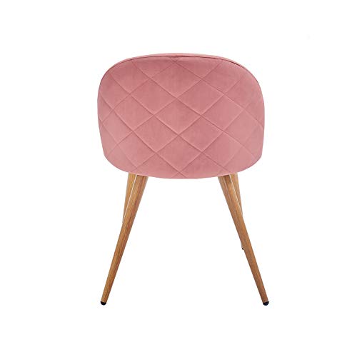 Symylife Dining Chairs Set of 2, Fashion Kitchen Room Chair Upholstered Velvet Chairs Leisure Side Chairs with Metal Legs, Rose
